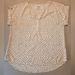 Polka Dot Short Sleeve Blouse - Cream/Black